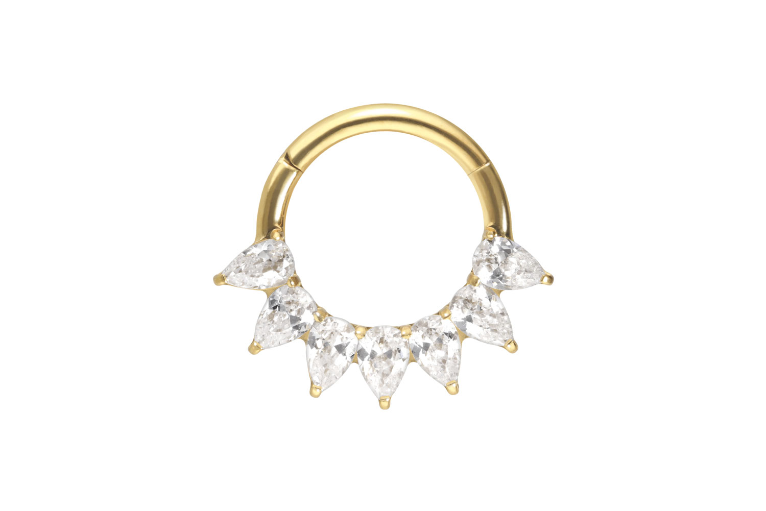 Titan Segmentring Clicker Piercing 7 EINGEFASSTE KRISTALLTROPFEN